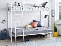 кровать с диваном Мадлен-2 в разложенном виде, цвет ткани  дивана серый